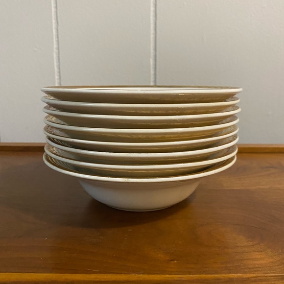 American Limoges Triumph Vermillion Rose Dessert Bowls 22-K Gold Set of 8 - Picture 3 of 5